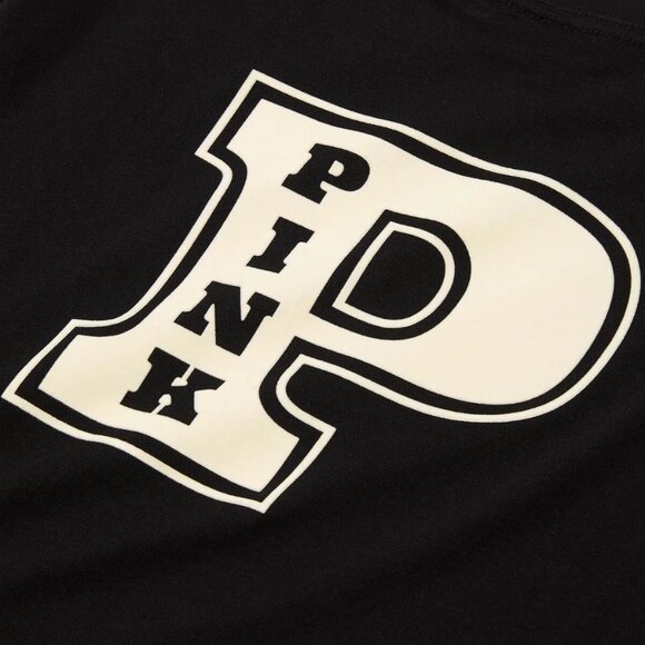 Victoria's Secret Pink XL - Set Black Jogger Sweatpants Campus T-Shirt Top New - Picture 8 of 11